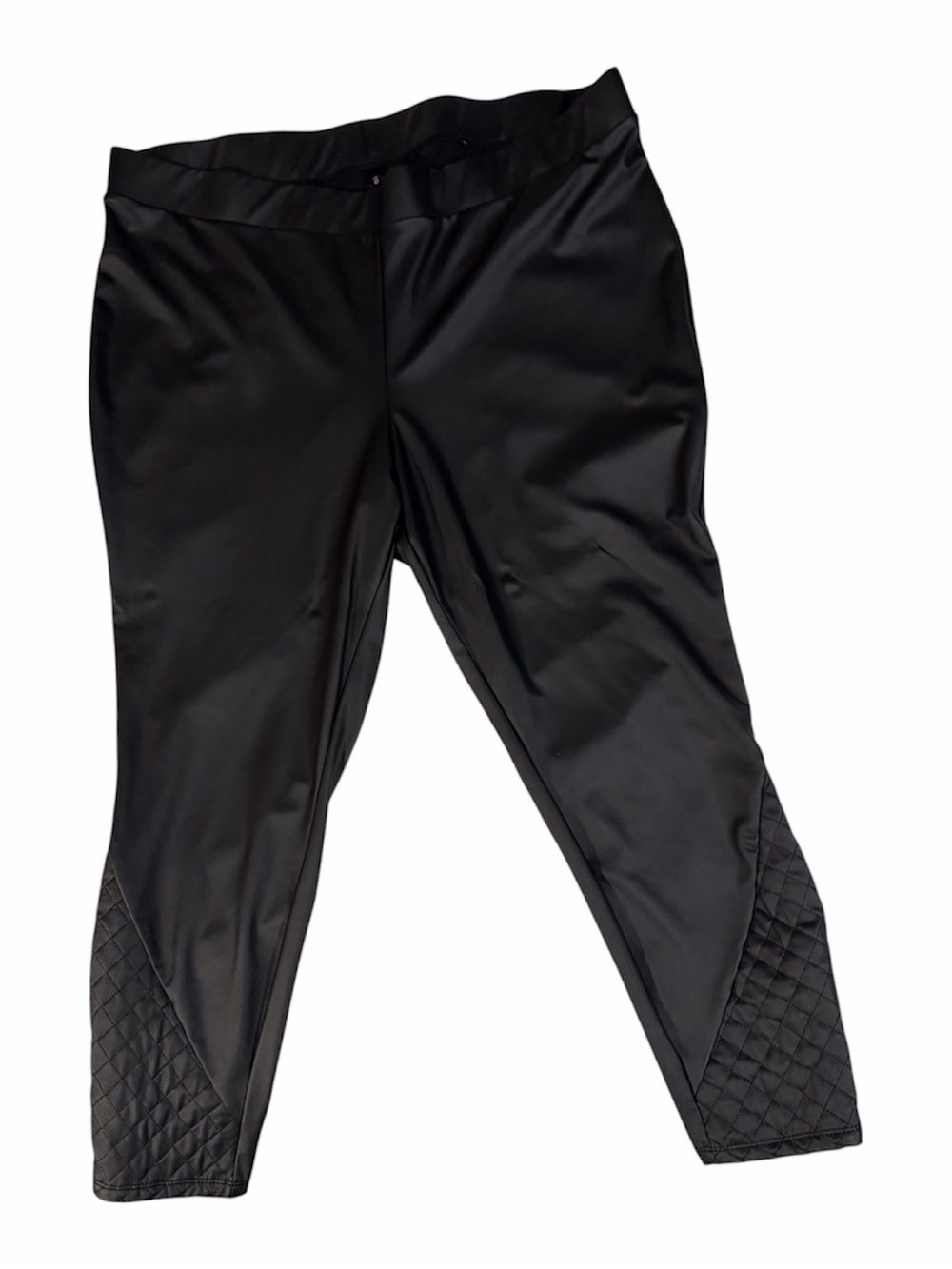 Torrid 4X Platinum BlackLegging Faux Leather Quilted Hem High Waisted - Picture 3 of 11